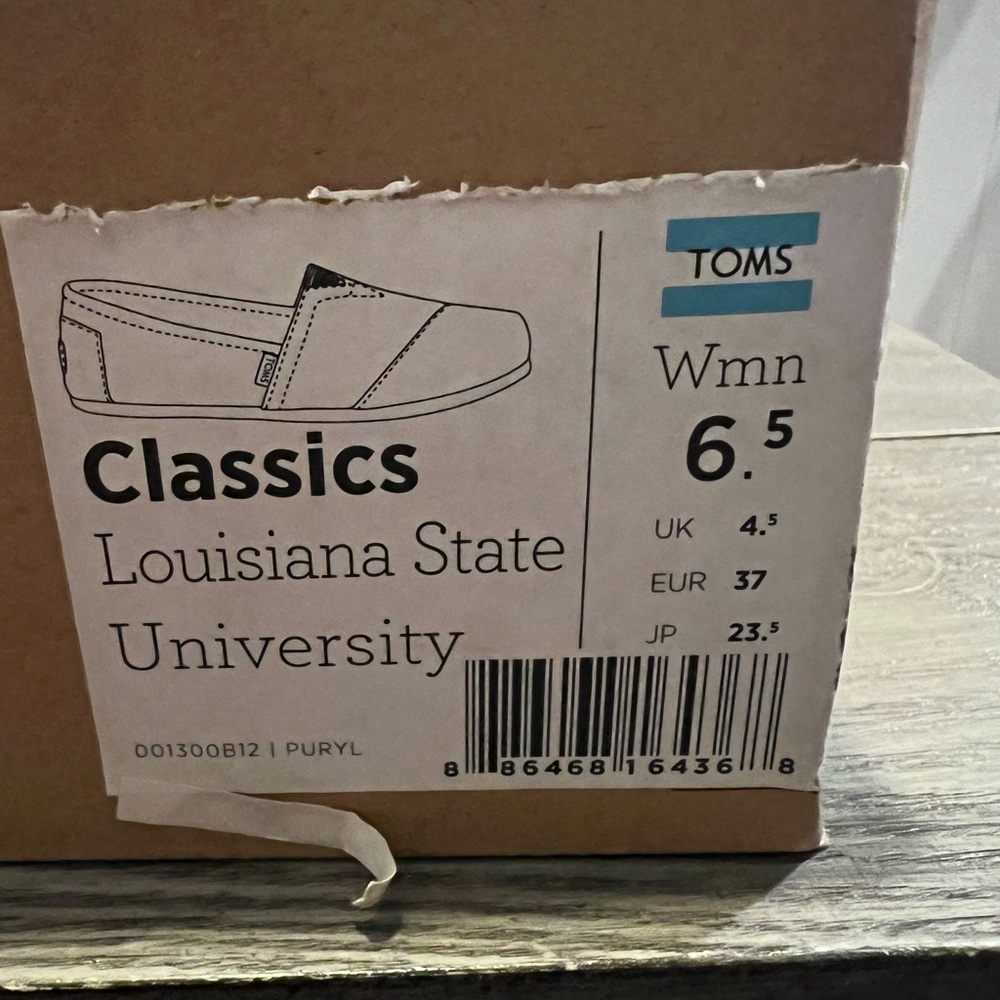 BNIB Toms LSU Purple Gold shoes 6.5 - Picture 2 of 6